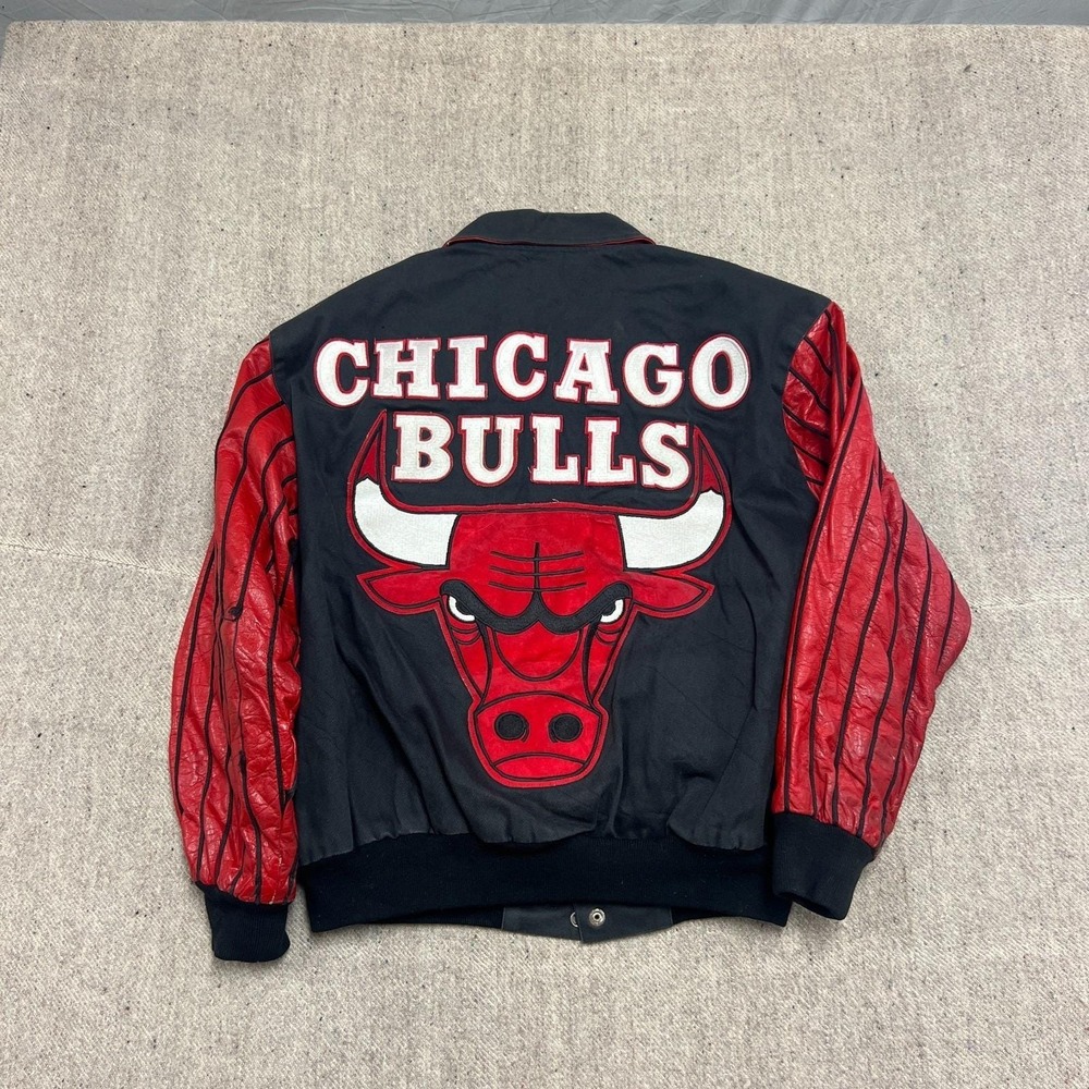 Vintage Chicago‎ Bulls Jacket Mens Large Black 1990s Jeff Hamilton